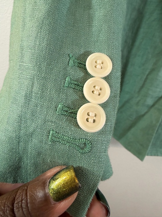 Madewell Larsen Blazer Green Linen XXS (2XS) One Button Jacket Preppy Academia - Picture 13 of 13